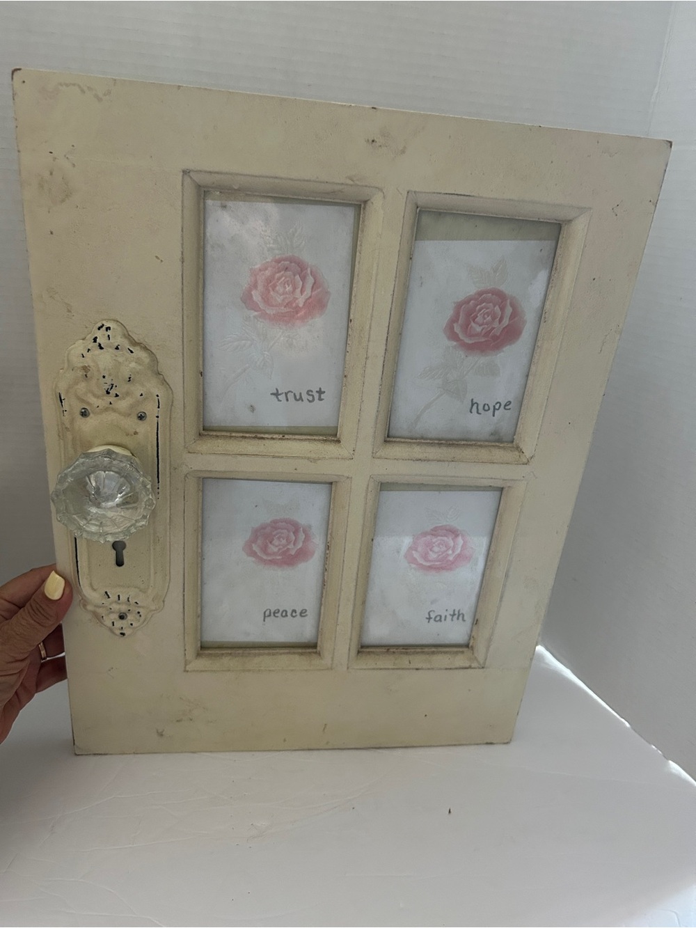 Source Unknown Cream Multi-Opening Frame with Glass Knob